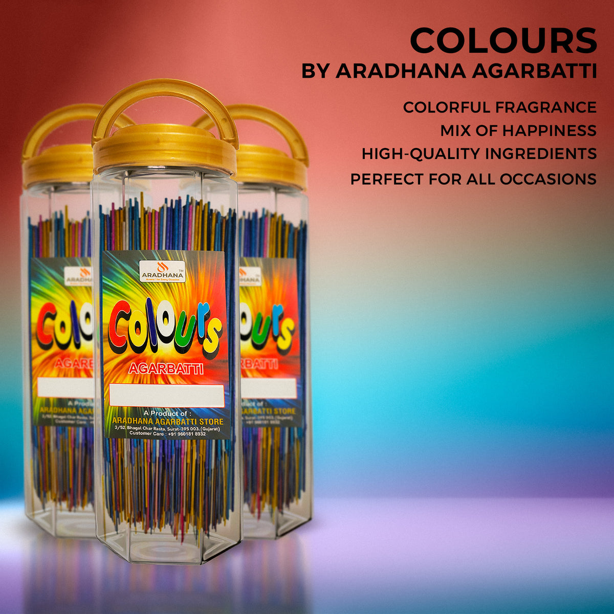 Colours Big Agarbatti Jar (380gm)