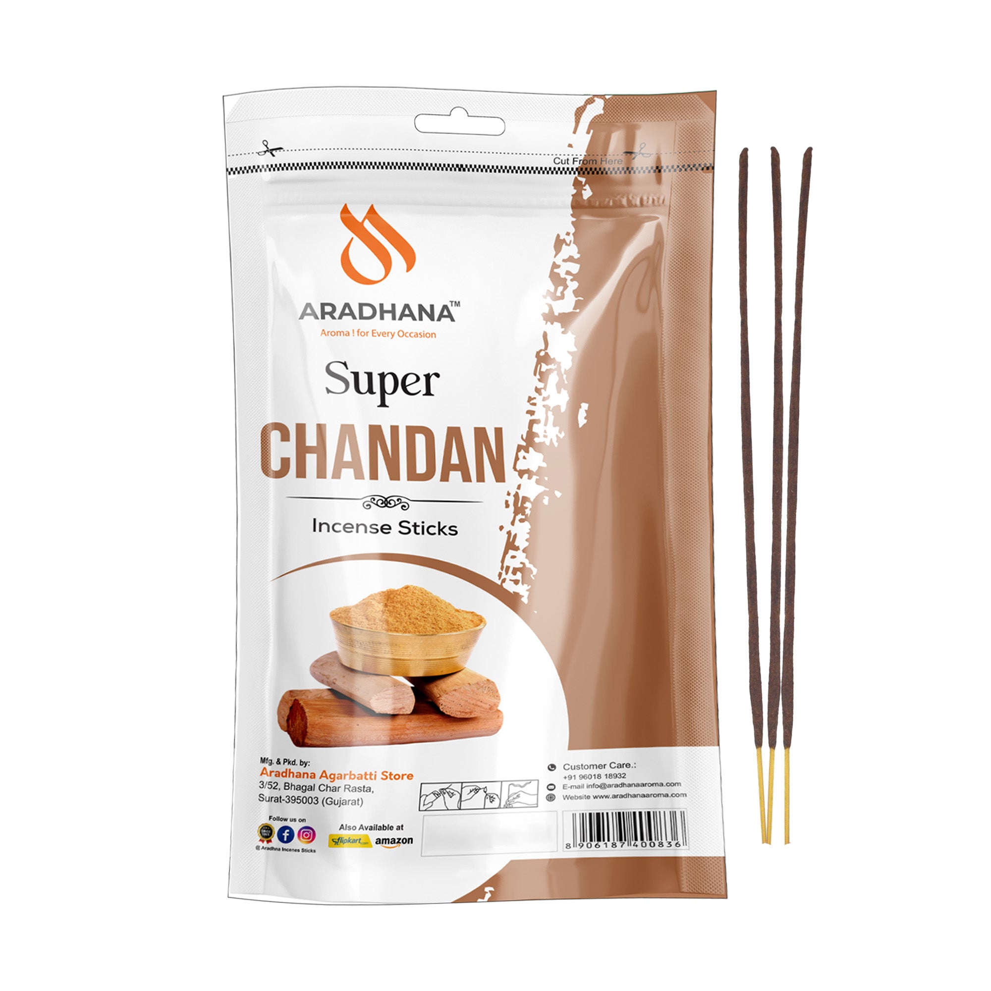 Super Chandan Zipper Pouch Agarbatti (120gm)
