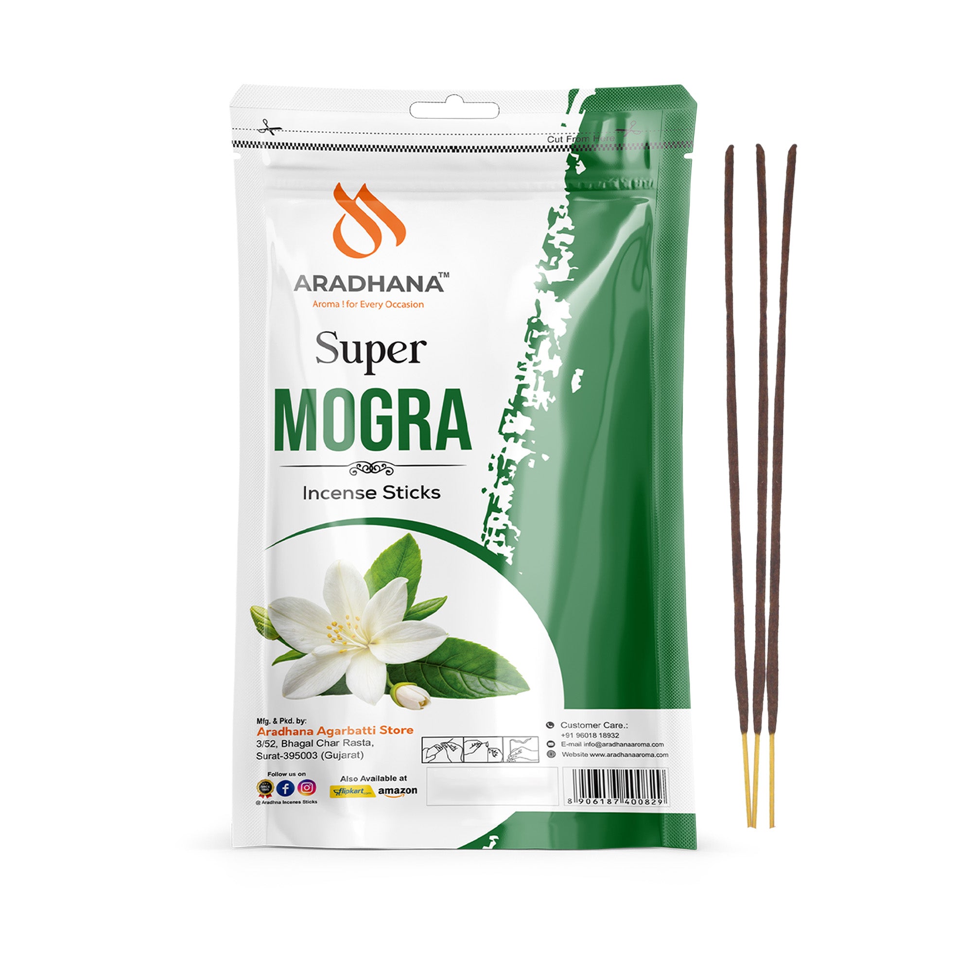 Super Mogra Zipper Pouch Agarbatti (120gm)