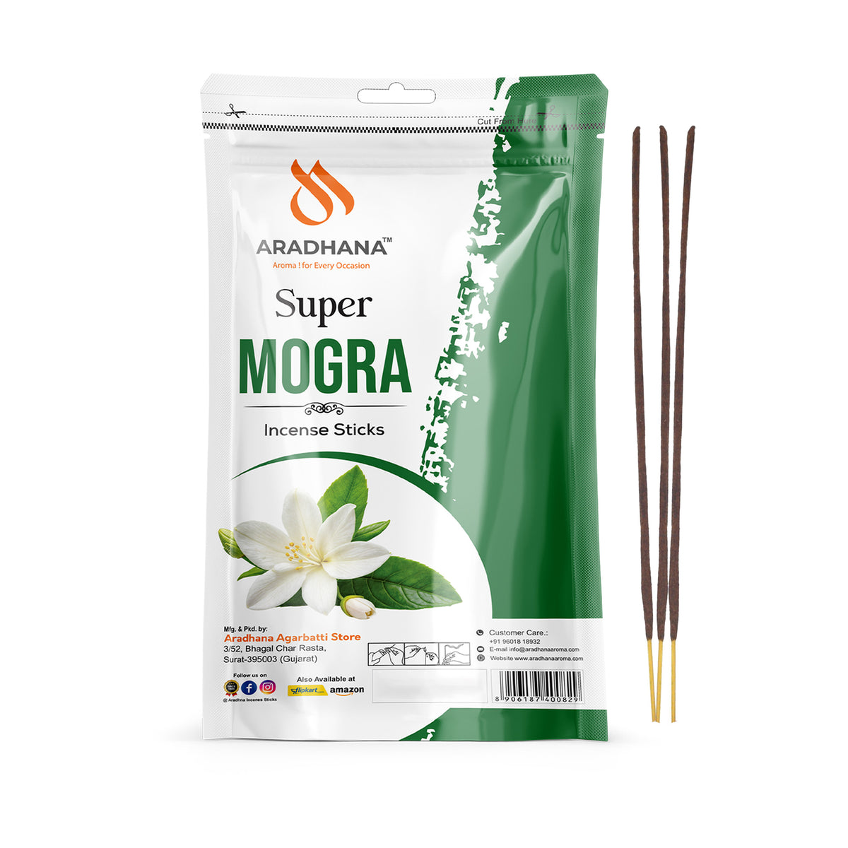 Super Mogra Zipper Pouch Agarbatti (120gm)