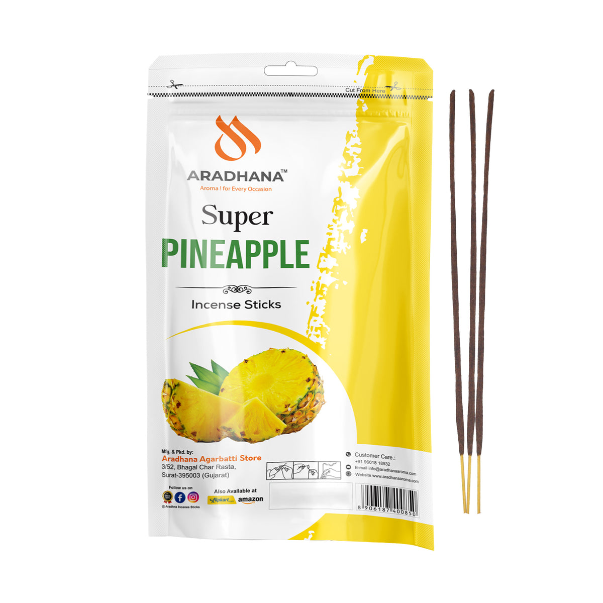 Super Pineapple Zipper Pouch Agarbatti (120gm)